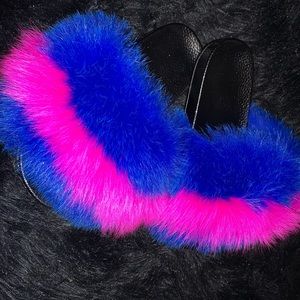 REAL FOX FUR SLIDES